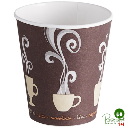 Dart DWTG12ST ThermoGuard 12 oz. Double Wall Insulated Steam Print Paper Hot Cup - 600/Case