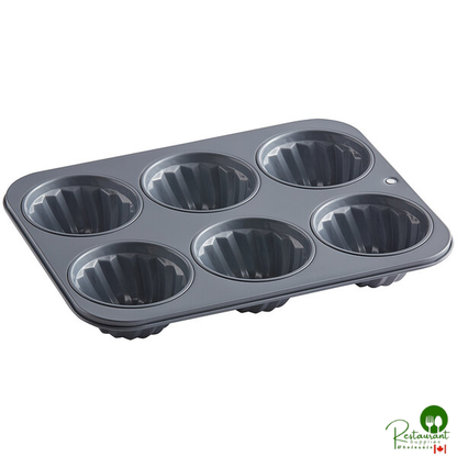 Fox Run 6 Cup 8 oz. Non-Stick Carbon Steel Fluted Jumbo Muffin Pan - 10 1/2" x 13 3/4"