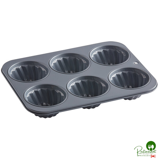 Fox Run 6 Cup 8 oz. Non-Stick Carbon Steel Fluted Jumbo Muffin Pan - 10 1/2" x 13 3/4"