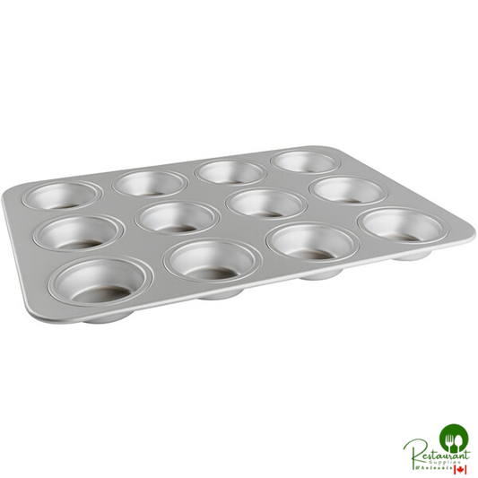 Fat Daddio's MFN-STD ProSeries 12 Cup 3.3 oz. Anodized Aluminum Muffin / Cupcake Pan - 17" x 11 1/2"