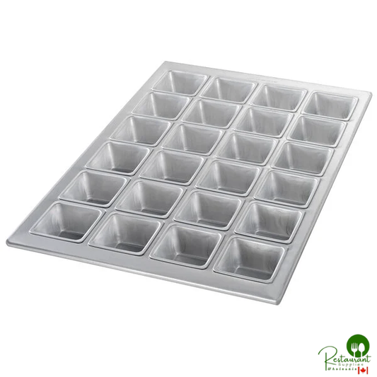 Chicago Metallic 46605 24 Cup 4.4 oz. Glazed Aluminum Square Muffin Specialty Pan - 14 1/8" x 20 3/4"