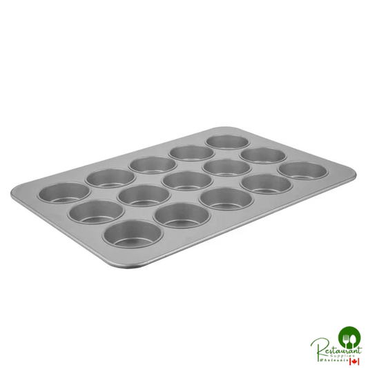 Chicago Metallic 43037 15 Cup 10 oz. Glazed Aluminized Steel Mini Cake / Oversized Muffin Pan - 17 7/8" x 25 7/8"