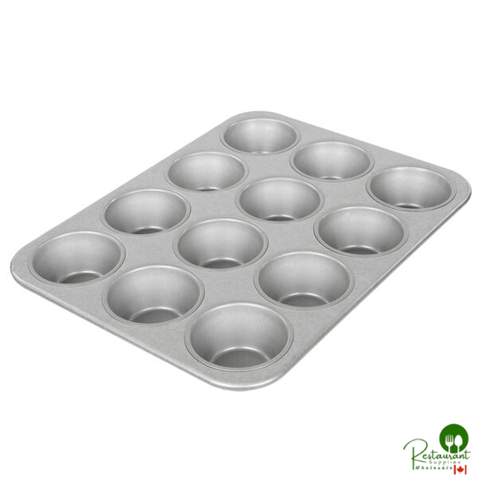 Chicago Metallic 43695 12 Cup 8.2 oz. Glazed Aluminized Steel Jumbo Pecan Roll / Muffin Pan - 13 1/2" x 17 7/8"