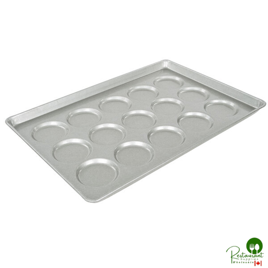 Chicago Metallic 42425 Glazed Aluminized Steel 15 Mold 3.42 oz. Individual ePAN Hamburger Bun / Muffin Top / Cookie Pan - 17 11/16" x 25 11/16"