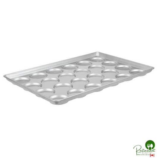Chicago Metallic 42345 Glazed Aluminized Steel 24 Mold 3.31 oz. Individual Hamburger Bun / Muffin Top / Cookie Pan - 19 1/2" x 28 3/4"