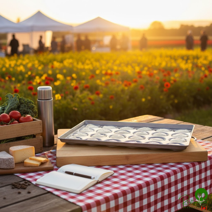Chicago Metallic 42345 Glazed Aluminized Steel 24 Mold 3.31 oz. Individual Hamburger Bun / Muffin Top / Cookie Pan - 19 1/2" x 28 3/4"