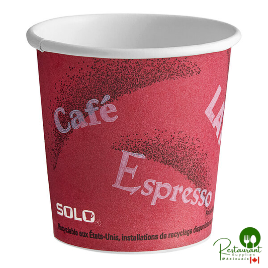 Solo 374SI-0041 Bistro Print 4 oz. Poly Paper Hot Cup - 1,000/Case