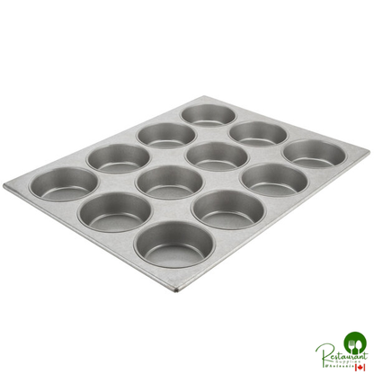 Chicago Metallic 44215 12 Cup 10.5 oz. Glazed Aluminized Steel Mini Cake / Jumbo Muffin Pan - 15 1/2" x 20 1/2"