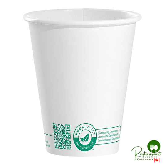 Solo 8 oz. White Compostable Single Wall PLA Paper Hot Cup - 1,000/Case