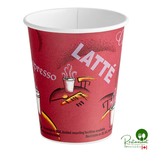 Solo 370SI-0041 Bistro Print 10 oz. Poly Paper Hot Cup - 1,000/Case