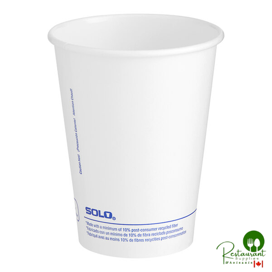 Solo 12 oz. White Single-Sided Poly Paper Hot Cup - 1,000/Case