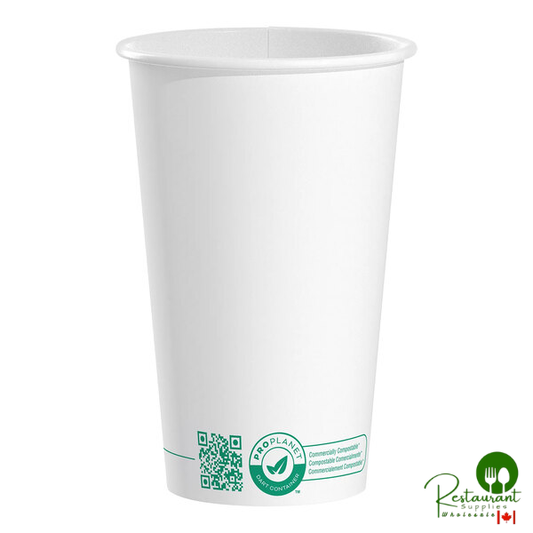 Solo 16 oz. White Compostable Single Wall PLA Paper Hot Cup - 1,000/Case