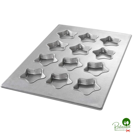 Chicago Metallic 43045 12 Cup 6 oz. Glazed Aluminized Steel Mini-Star Specialty Pan - 17 7/8" x 25 7/8"