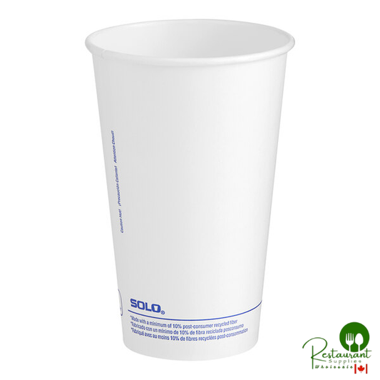 Solo 16 oz. White Single-Sided Poly Paper Hot Cup - 1,000/Case
