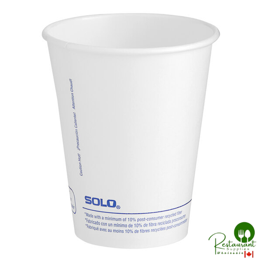 Solo 8 oz. White Single-Sided Poly Paper Hot Cup - 1,000/Case