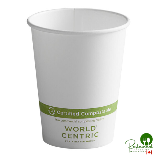 World Centric 12 oz. White Compostable Paper Hot Cup - 1,000/Case