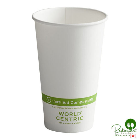 World Centric 16 oz. White Compostable Paper Hot Cup - 1,000/Case