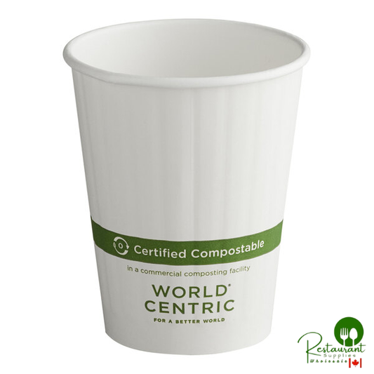World Centric 12 oz. White Compostable Double Wall Paper Hot Cup - 1,000/Case