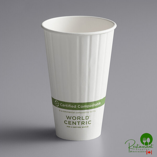 World Centric 16 oz. White Compostable Double Wall Paper Hot Cup - 600/Case