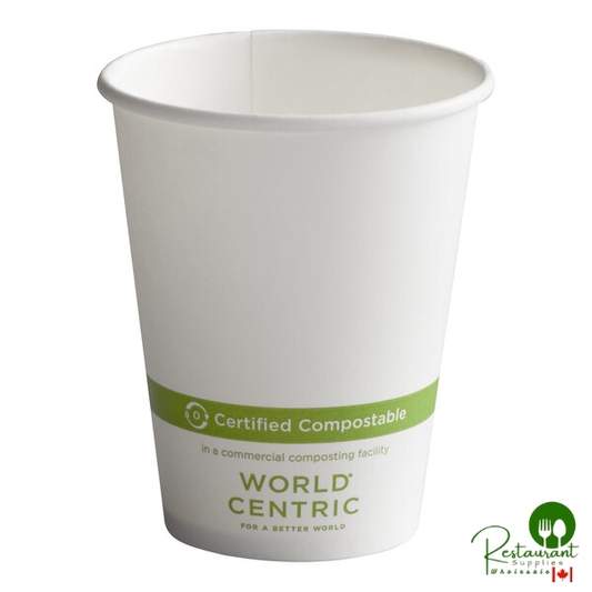 World Centric 8 oz. White Compostable Paper Hot Cup - 1,000/Case