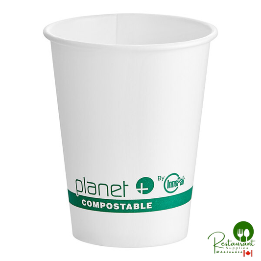 Stalk Market Planet+ 12 oz. PLA-Coated White Compostable Paper Hot Cup - 1,000/Case