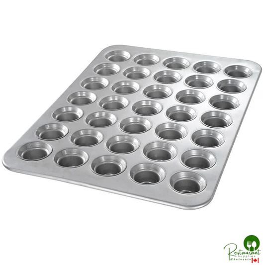 Chicago Metallic 42756 35 Cup 3 oz. Glazed Aluminized Steel Mini Crown Muffin Pan - 17 7/8" x 25 7/8"