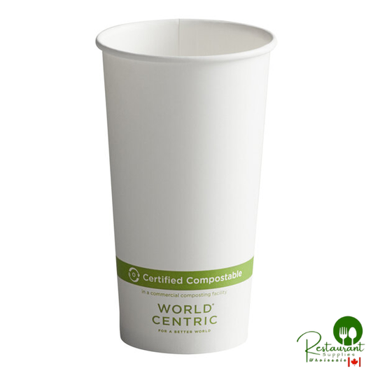 World Centric 20 oz. White Compostable Paper Hot Cup - 1,000/Case