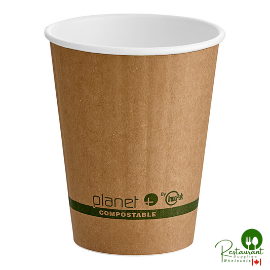 Stalk Market Planet+ 12 oz. PLA-Coated Kraft Compostable Double Wall Paper Hot Cup - 1,000/Case