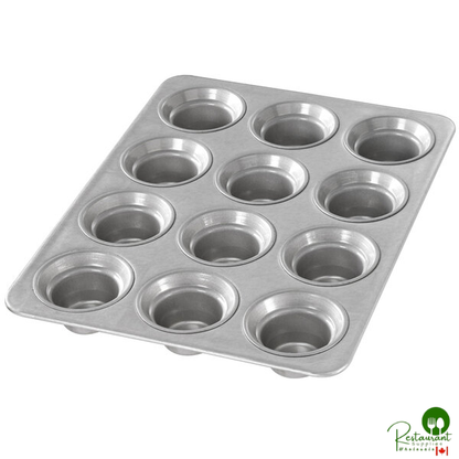 Chicago Metallic 42754 12 Cup 3 oz. Glazed Aluminized Steel Mini Crown Muffin Pan - 10 5/8" x 13 7/8"