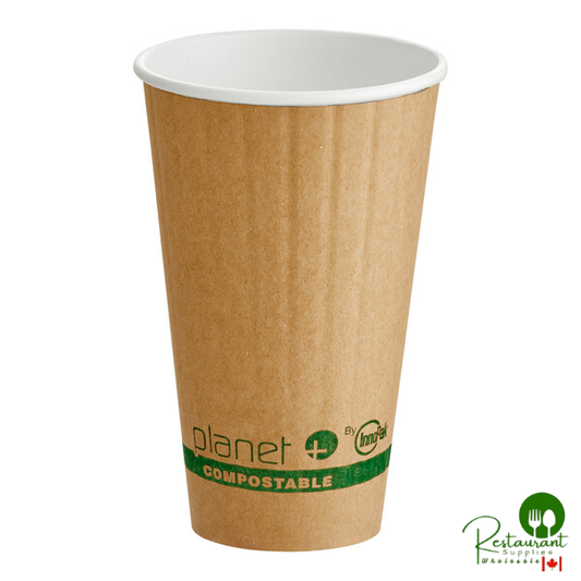 Stalk Market Planet+ 16 oz. PLA-Coated Kraft Compostable Double Wall Paper Hot Cup - 600/Case