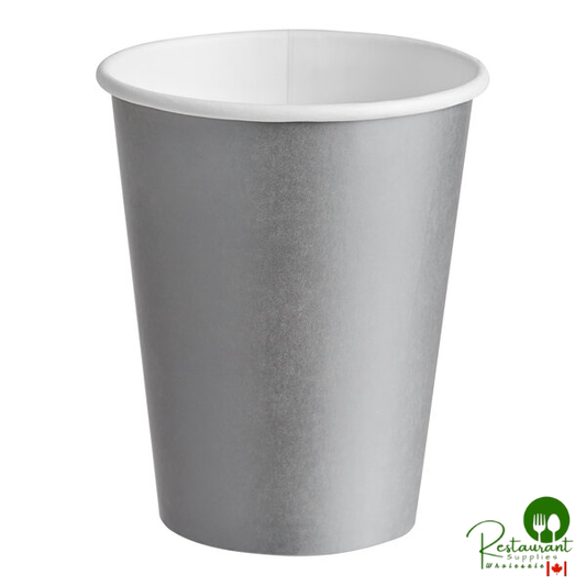 Creative Converting 56106B 9 oz. Shimmering Silver Poly Paper Hot / Cold Cup - 240/Case