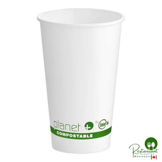 Stalk Market Planet+ 16 oz. PLA-Coated White Compostable Paper Hot Cup - 1,000/Case