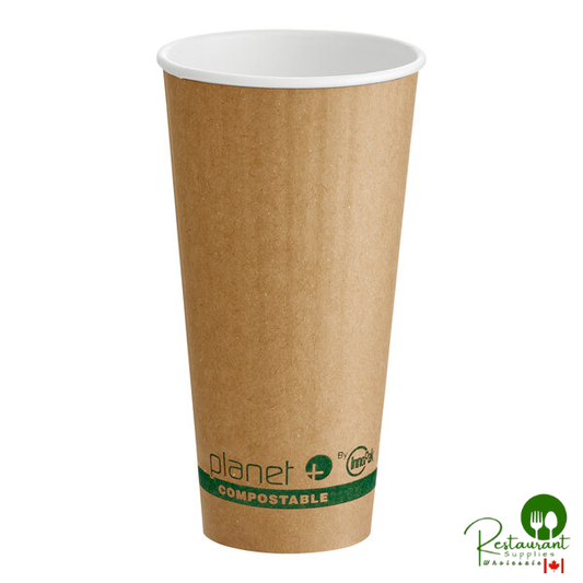 Stalk Market Planet+ 20 oz. PLA-Coated Kraft Compostable Double Wall Paper Hot Cup - 600/Case