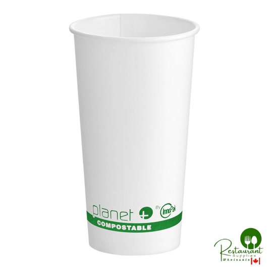 Stalk Market Planet+ 20 oz. PLA-Coated White Compostable Paper Hot Cup - 500/Case