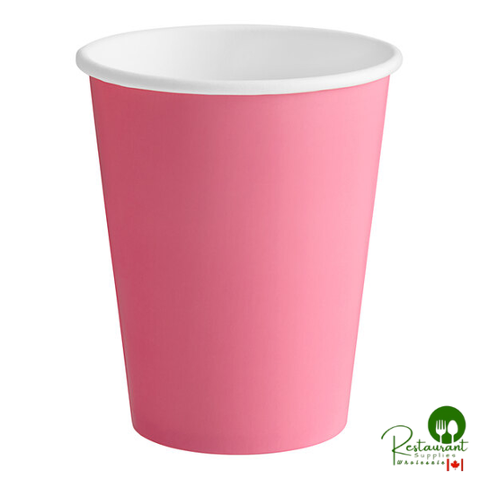 Creative Converting 563042B 9 oz. Candy Pink Poly Paper Hot / Cold Cup - 240/Case