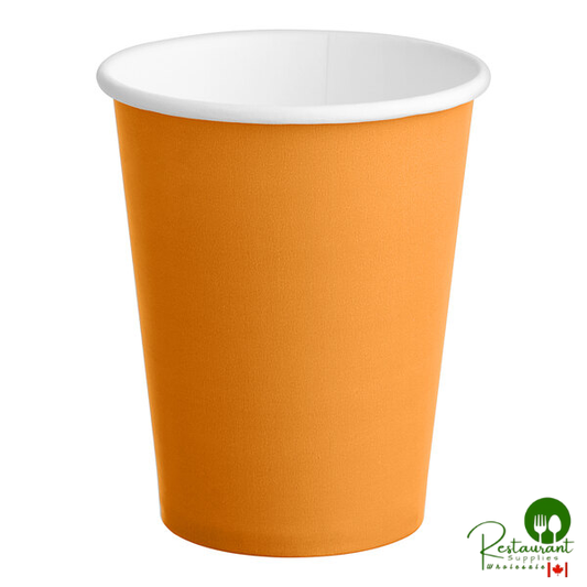 Creative Converting 323394 9 oz. Pumpkin Spice Orange Poly Paper Hot / Cold Cup - 240/Case