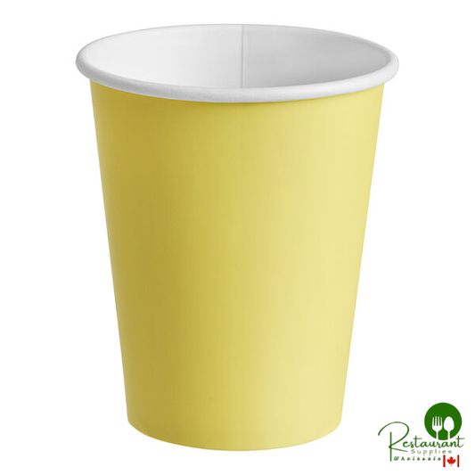 Creative Converting 56102B 9 oz. Mimosa Yellow Poly Paper Hot / Cold Cup - 240/Case