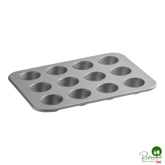 Chicago Metallic 45225 12 Cup 3.8 oz. Glazed Aluminized Steel Muffin / Cupcake Pan - 12 7/8" x 17 7/8"