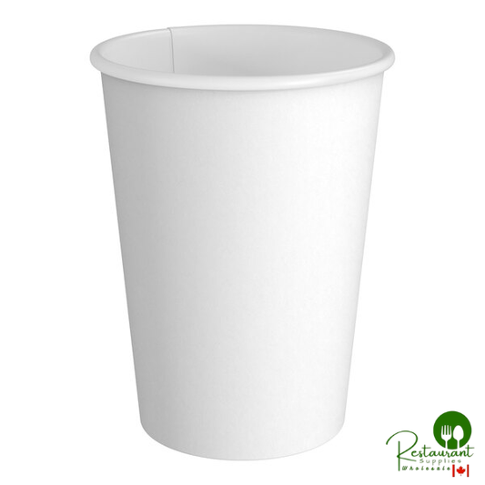 12 oz. White Poly Paper Hot Cup By Prime - 1,000/Case