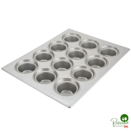 Chicago Metallic 43025 12 Cup 7.3 oz. Glazed Aluminized Steel Jumbo Crown Muffin Pan - 13 1/2" x 17 1/2"