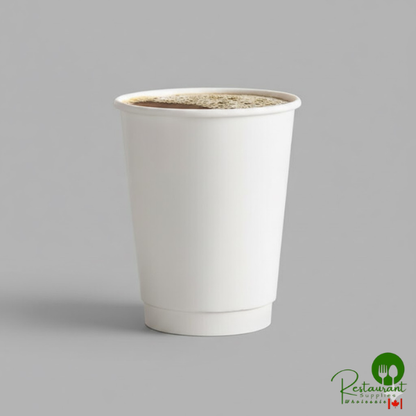 12 oz. White Smooth Double Wall Paper Hot Cup By Prime - 500/Case