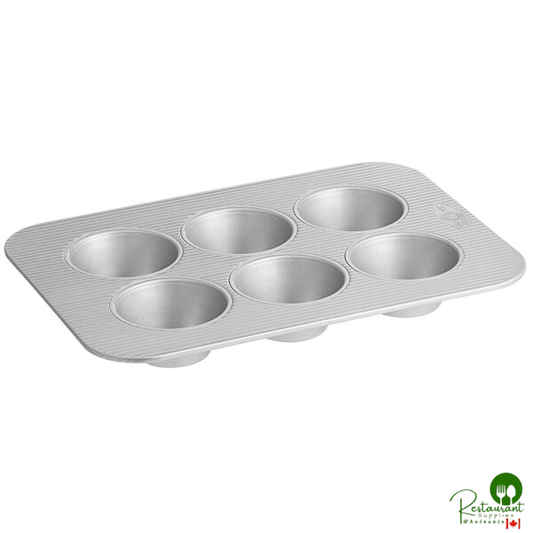 Chicago Metallic 26500 6 Cup 8.2 oz. Glazed Aluminized Steel Texas Jumbo Pecan Roll / Muffin Pan - 11 1/8" x 15 3/4"