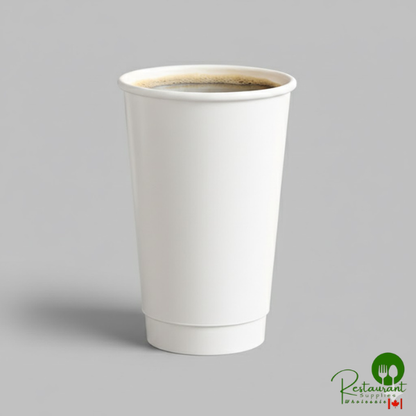 16 oz. White Smooth Double Wall Paper Hot Cup By Prime - 500/Case
