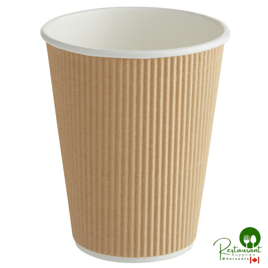 12 oz. Double Wall Ripple Kraft Paper Hot Cup By Prime - 500/Case