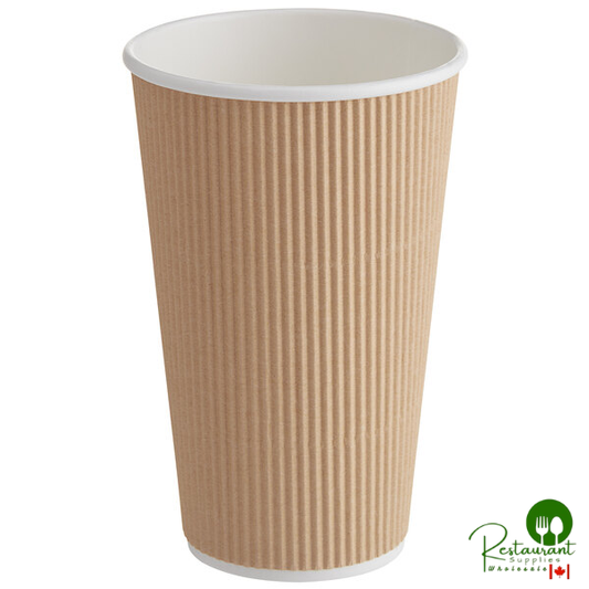 16 oz. Double Wall Ripple Kraft Paper Hot Cup By Prime - 500/Case