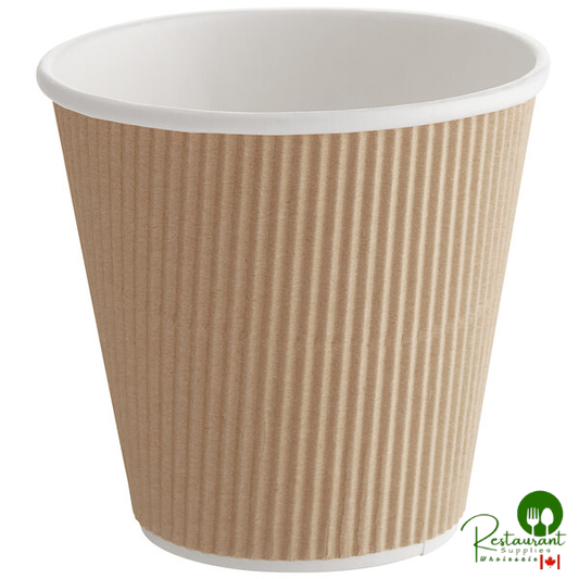 8 oz. Squat Double Wall Ripple Kraft Paper Hot Cup By Prime - 500/Case