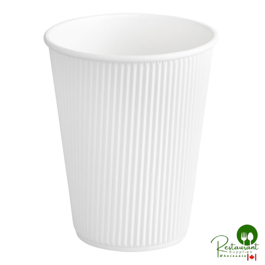 12 oz. Double Wall Ripple White Paper Hot Cup By Prime - 500/Case