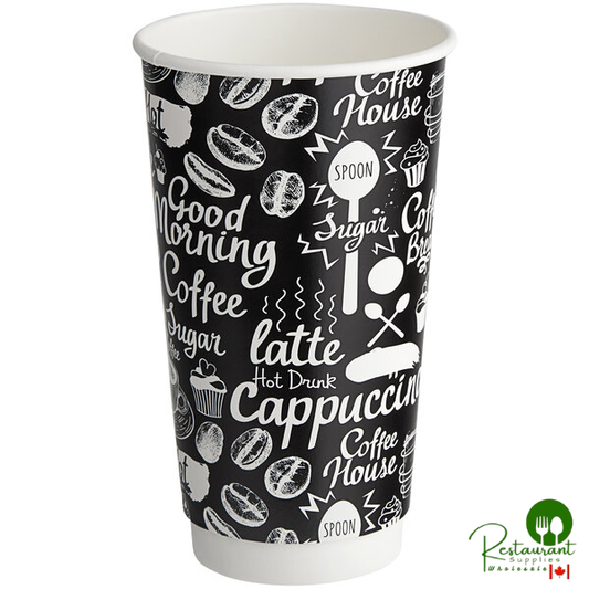 20 oz. Coffee Break Print Smooth Double Wall Paper Hot Cup By Prime - 500/Case