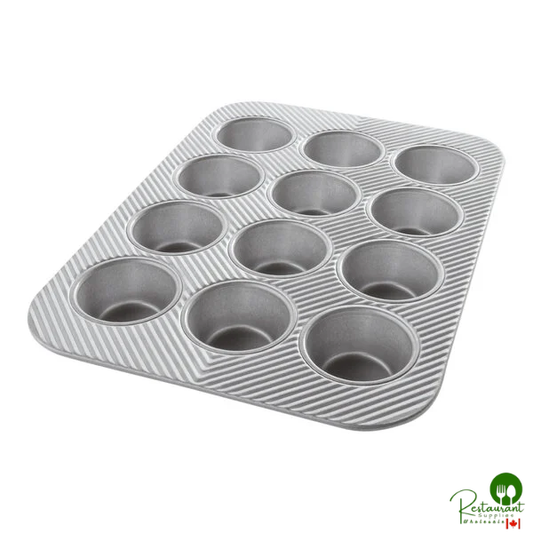 Chicago Metallic 45125 12 Cup 3.8 oz. Glazed Aluminized Steel Muffin / Cupcake Pan - 11 1/8" x 15 3/4"