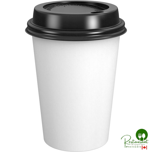 12 oz. White Poly Paper Hot Cup and Lid By Prime - 100/Pack